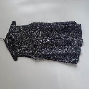 HALOGEN  Sleeveless black & white top.  Size Large